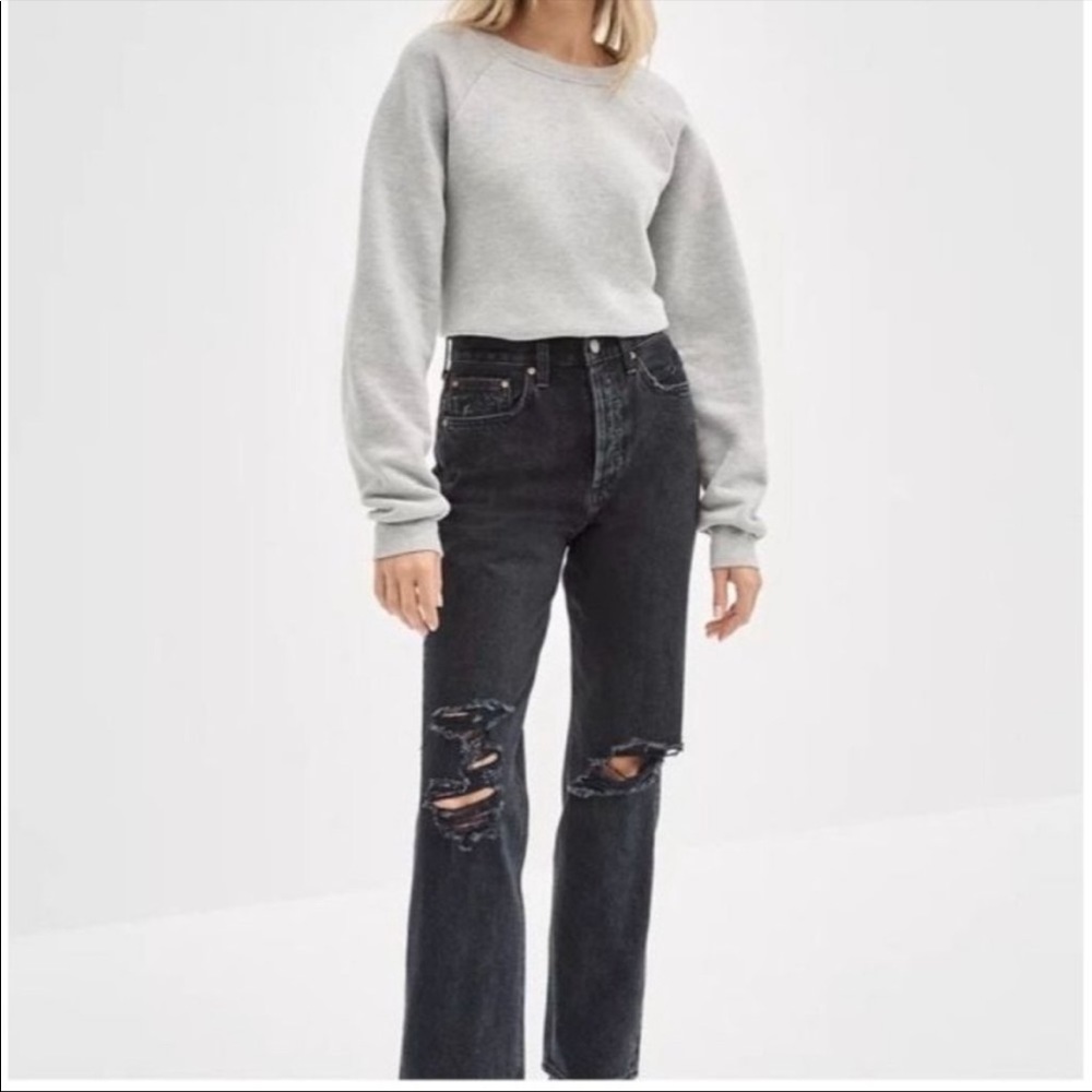 Aritzia Denim Forum Joni High Rise Loose Black Distress, size 26. Never worn!